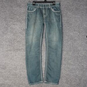 Platini Jeans Co Jeans Mens 34x32 Blue Contrast Thick Stitch Y2K Streetwear